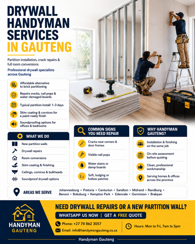 Drywall Handyman Services in Gauteng